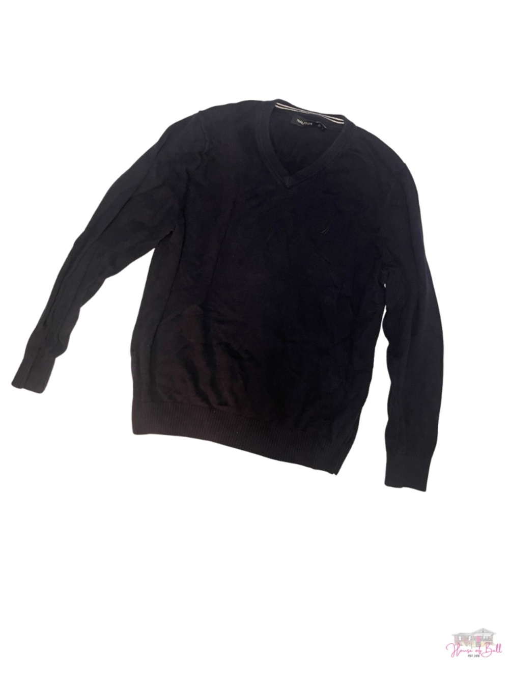 Nautica Men's Navy Blue V-Neck Pullover Sweater Size Large Preppy Classic